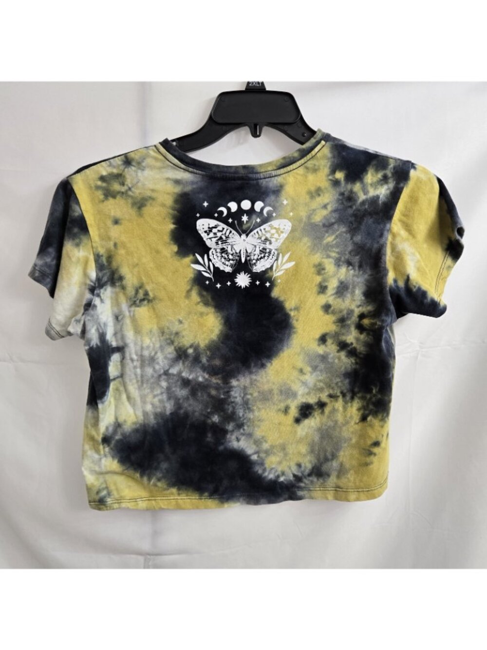 Sweet Lilac Black & Yellow Tie Dye Boho Y2K Moon Floral Crop Top Size Small - Picture 4 of 5